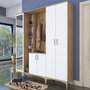 Hanah Home EA131 - 2801 Recibidor de Entrada Nogal y Blanco 180x198.6x37.5cm Mueble Organizador para Hogar
